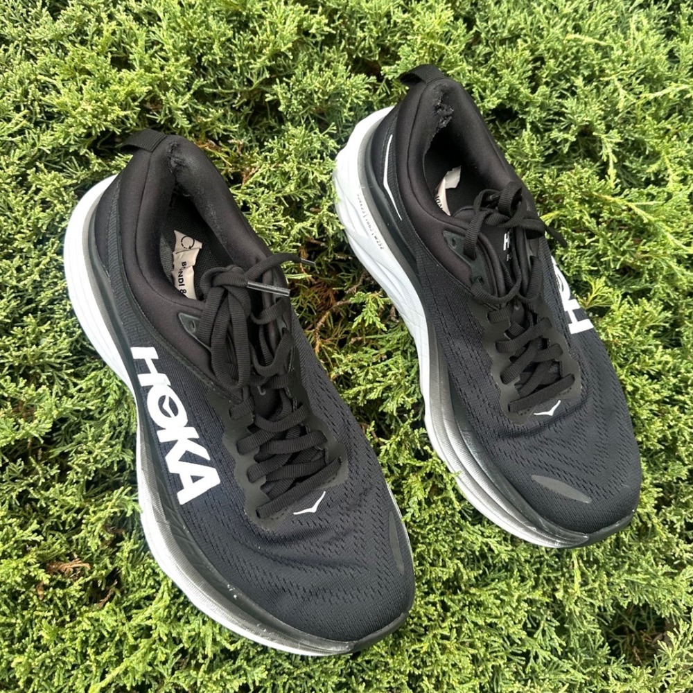 Hoka Bondi 8 Women's Athletic Shoes Size 8 Black White - Picture 2 of 12